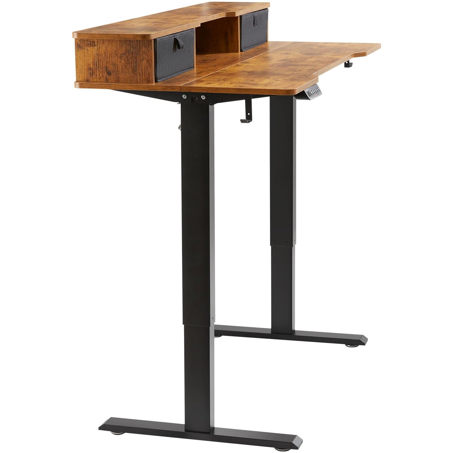 VEVOR Elektrischer Schreibtisch 120x60 cm, höhenverstellbar (72–110 cm), Memory-Steuerung, doppellagig, 82 kg belastbar, braun