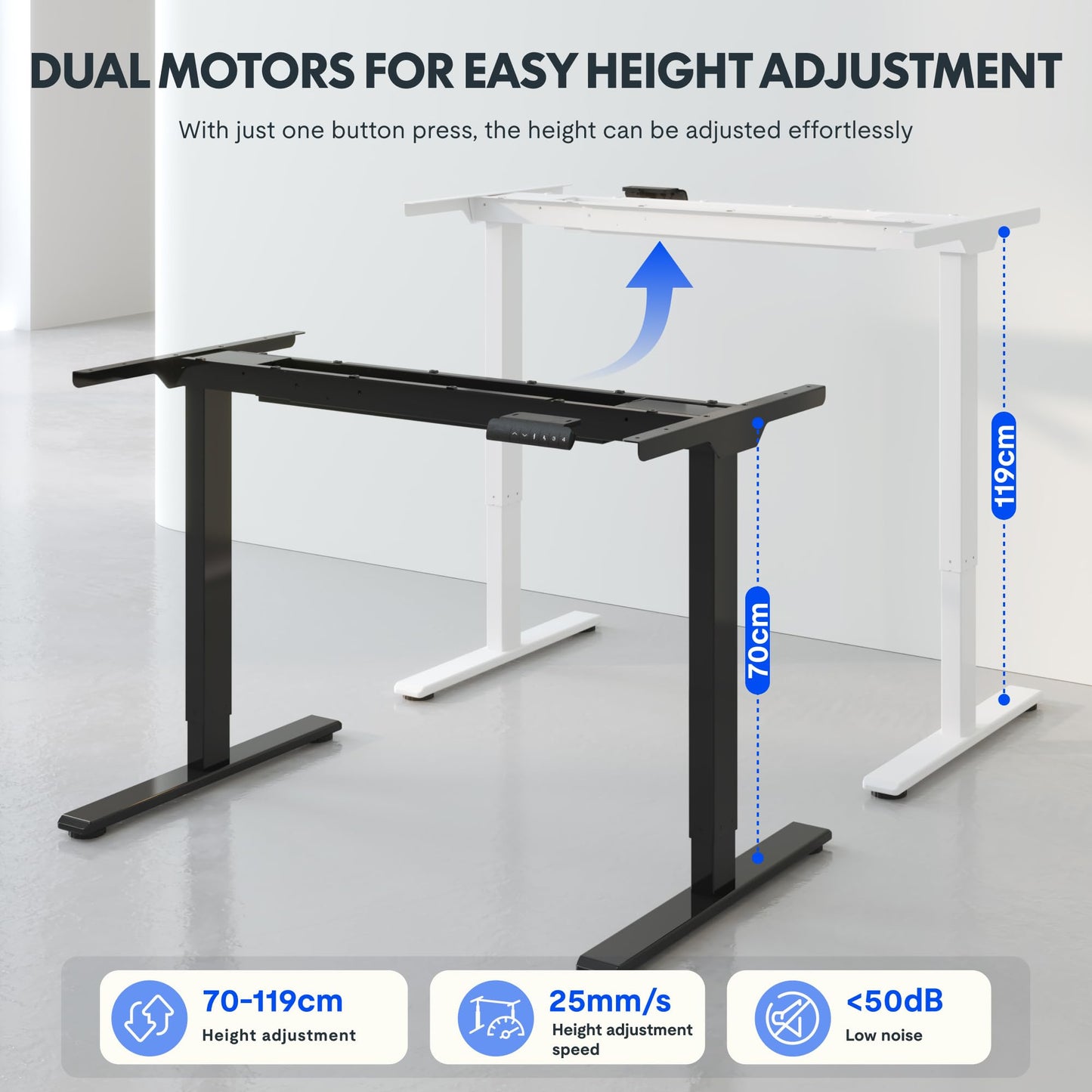 FLEXISPOT Höhenverstellbarer Schreibtisch 160x80 cm, Made in EU, 2 starke Motoren, elektrisch, stabil, Memory-Funktion, schwarz