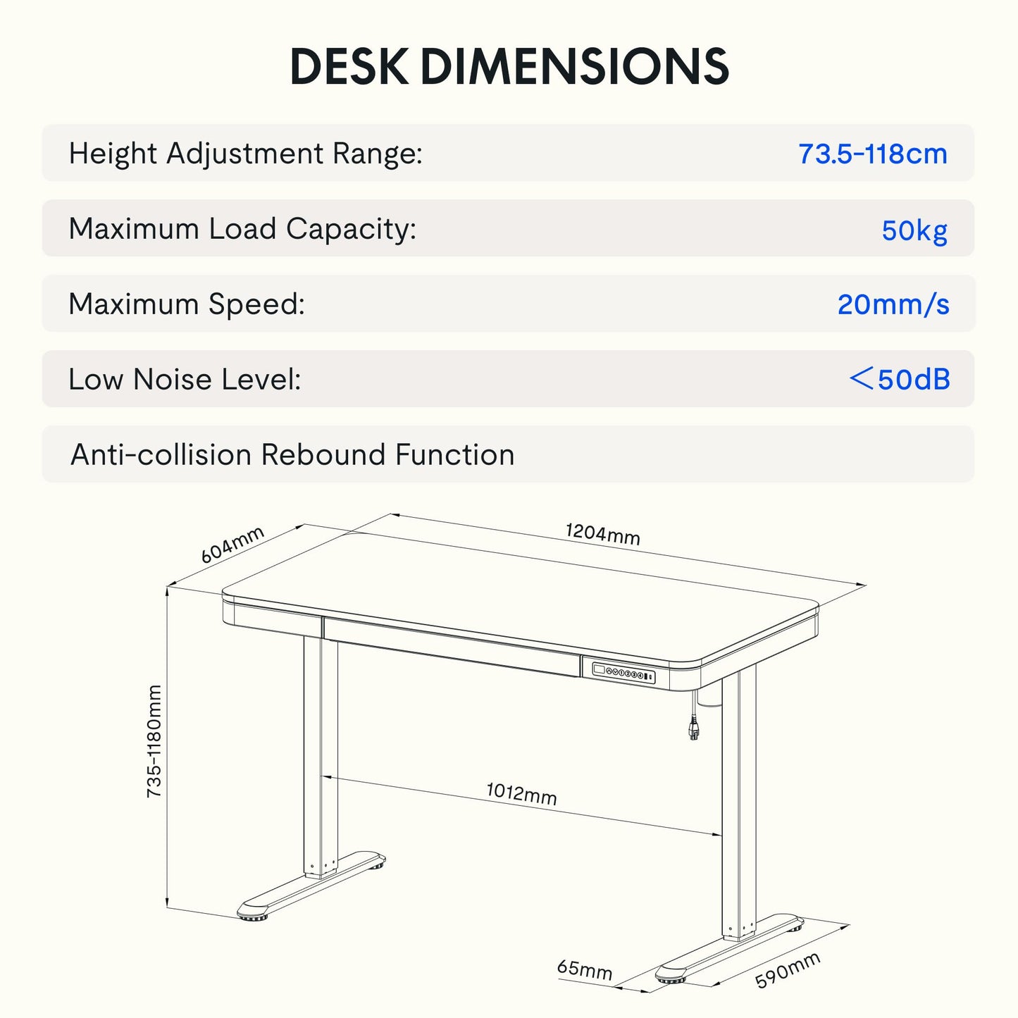 FLEXISPOT Höhenverstellbarer Schreibtisch 120x60 cm, LED-Höhenanzeige, Memory-Funktion, USB, Schublade, elektrisch, Naturahorn