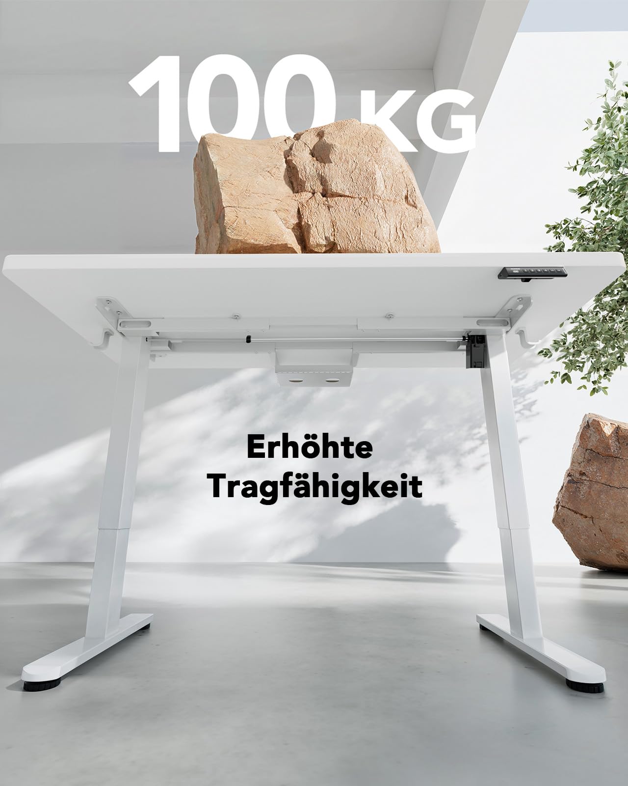 HUANUO Höhenverstellbarer Schreibtisch 160x80 cm, 25 mm Tischplatte, bürstenloser Motor, elektrisch, ergonomisch, einfache Montage, Homeoffice