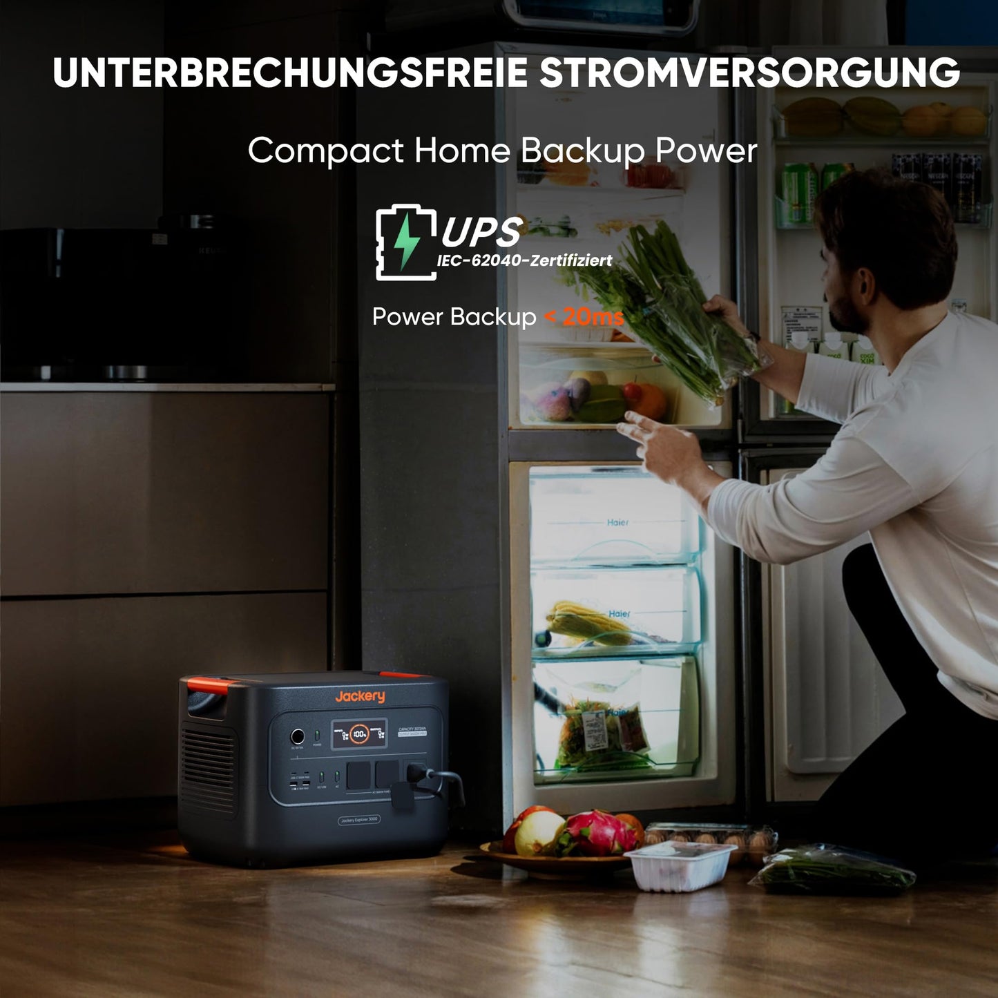 Jackery E3000 V2 3072Wh Powerstation mit DC8020 Kfz-Ladekabel, 3600W Dauerleistung, 2x USB-C PD100W, Kompakte Powerstation für Notstrom, Camping, Wohnmobil & Haushalt