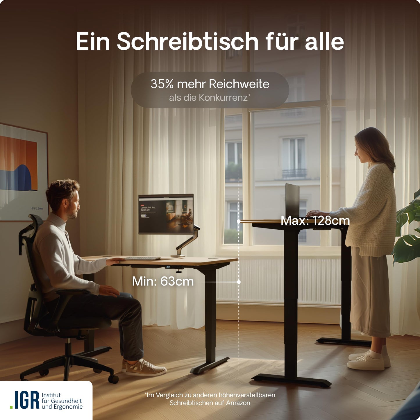 Desktronic HomePro Schreibtisch 160×80 cm, elektrisch höhenverstellbar, 2 Motoren, Touchscreen, USB-A & USB-C Anschlüsse