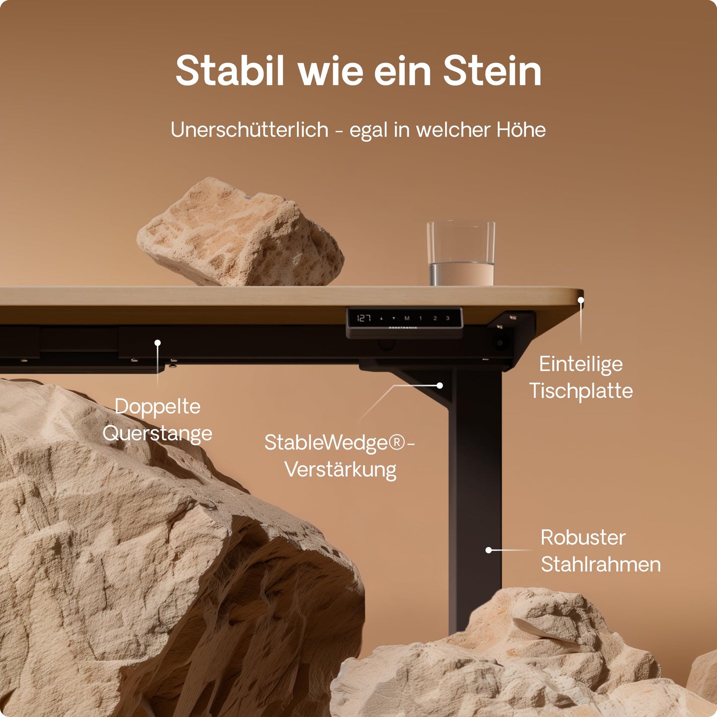Desktronic HomePro Schreibtisch 160×80 cm, elektrisch höhenverstellbar, 2 Motoren, Touchscreen, USB-A & USB-C Anschlüsse