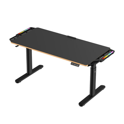 ULTRADESK Pulsar Kinderschreibtisch 136x60 cm, höhenverstellbar (55–81 cm), mit LED, für 2 Monitore, Kinder- & Jugendzimmer, schwarz