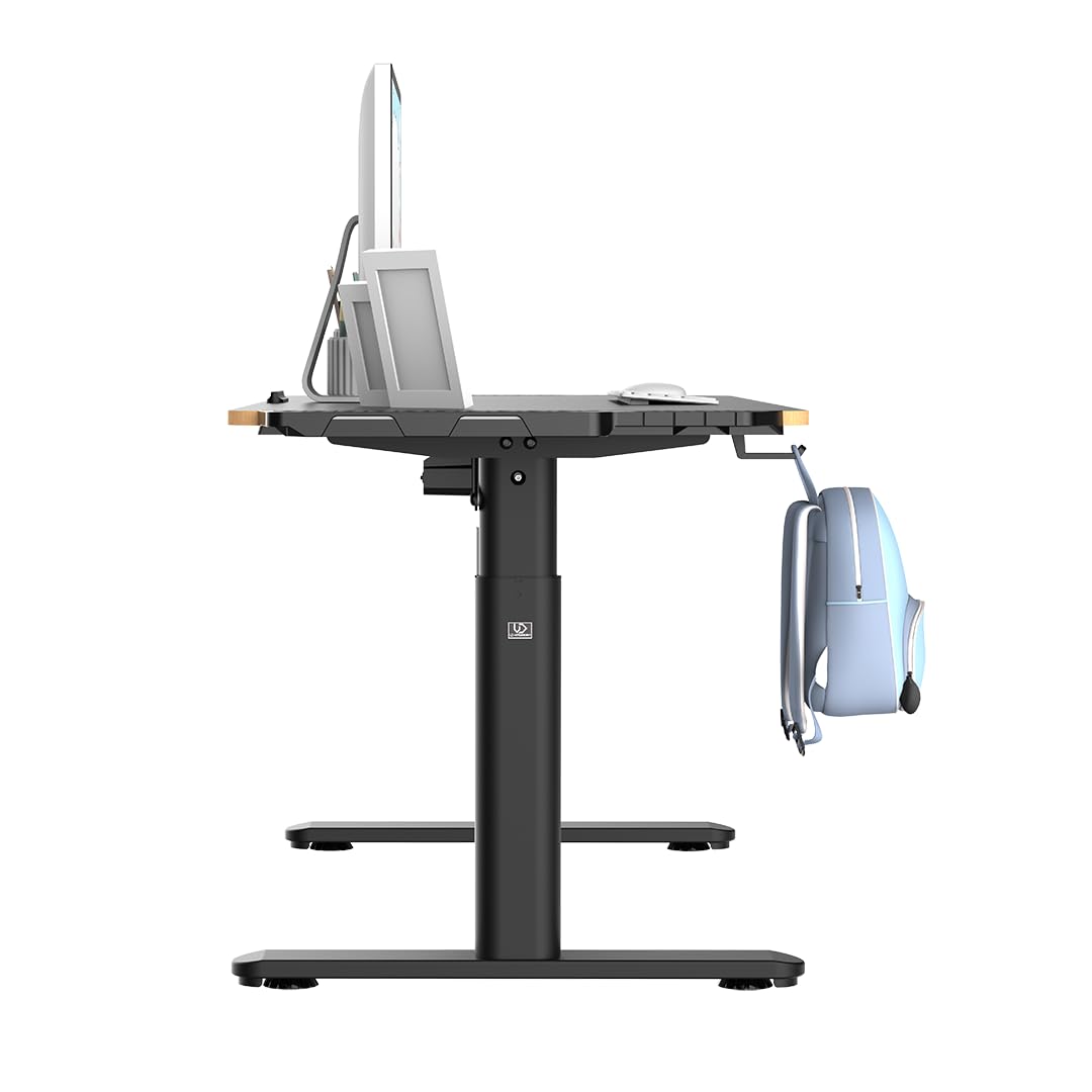 ULTRADESK Pulsar Kinderschreibtisch 136x60 cm, höhenverstellbar (55–81 cm), mit LED, für 2 Monitore, Kinder- & Jugendzimmer, schwarz