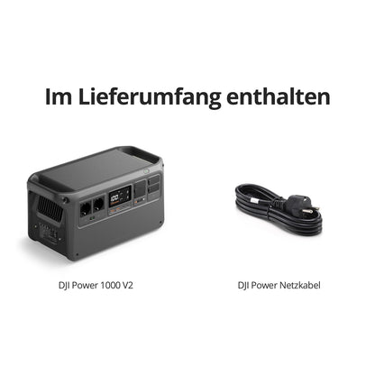 DJI Power 1000 V2 Powerstation 1024Wh LiFePO4, 2600W Solar, kompakt, 0–80% in 37 Min. Schnellladung, Camping & Zuhause