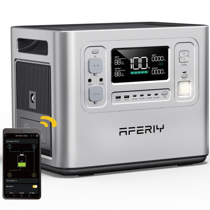 AFERIY Powerstation 2400W 2048Wh LiFePO4 – 13 Anschlüsse, 1,5h Schnellladung, 230V Sinuswelle, tragbar für Camping & Outdoor