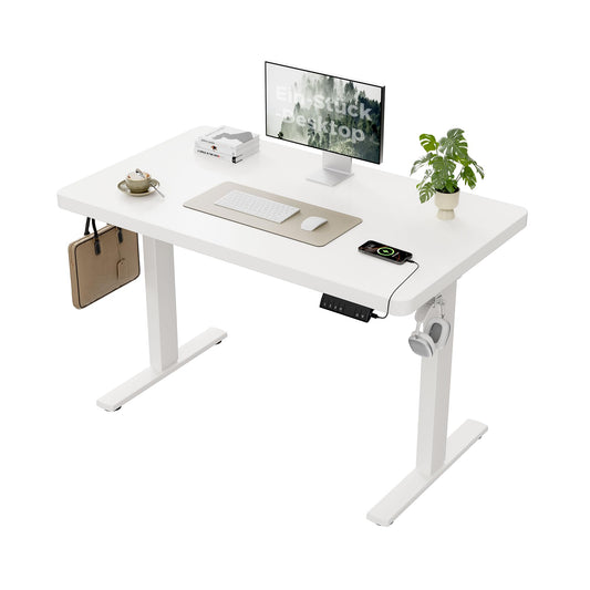 Agilestic Höhenverstellbarer Schreibtisch 120x60 cm, 28 mm Platte, 2 starke Motoren, 3 Memory-Steuerungen, ergonomisch, einfache Montage, weiß