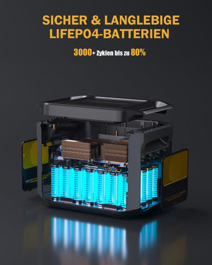 VTOMAN FlashSpeed 1500 Powerstation 1548Wh + 200W Solarpanel, LiFePO4, 1500W AC, 1h Schnellladung, Camping & Zuhause
