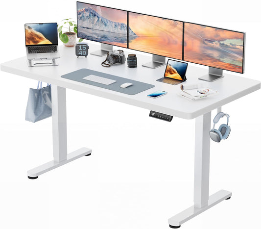 HUANUO Höhenverstellbarer Schreibtisch 160x80 cm, 25 mm Tischplatte, bürstenloser Motor, elektrisch, ergonomisch, einfache Montage, Homeoffice