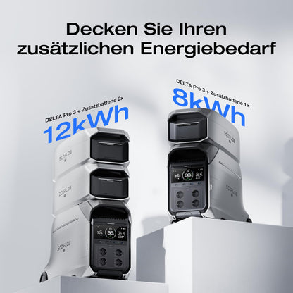 EF ECOFLOW DELTA Pro 3 Zusatzbatterie 4096Wh LiFePO4, erweiterbares Energie-Backup für Zuhause, Camping & Notstrom