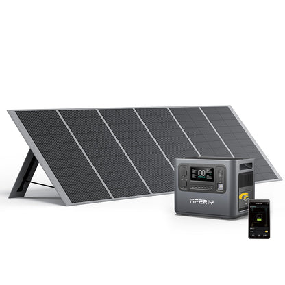 AFERIY Solar Generator 2400W 2048Wh mit 400W faltbarem Solarpanel, LiFePO4, 4800W Peak, tragbare Powerstation für Camping & Notstrom