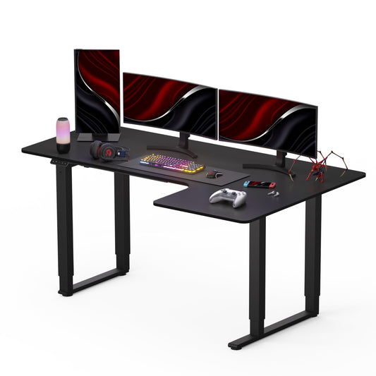 SANODESK L-förmiger höhenverstellbarer Schreibtisch 180x110 cm, Dualmotor, Memory-Steuerung, schwarz