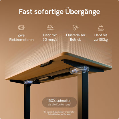 Desktronic HomePro Schreibtisch 160×80 cm, elektrisch höhenverstellbar, 2 Motoren, Touchscreen, USB-A & USB-C Anschlüsse