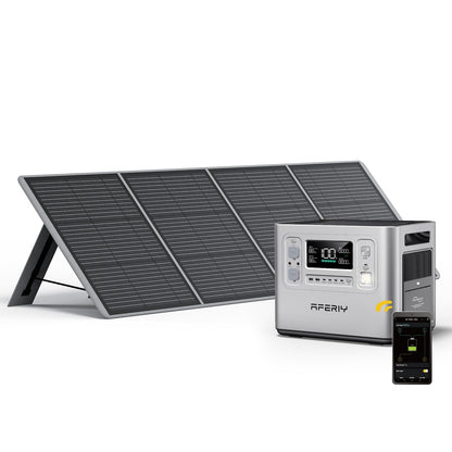 AFERIY Solar Generator 2400W 2048Wh mit 200W faltbarem Solarpanel, APP, LiFePO4, 4800W Peak, tragbare Powerstation für Camping