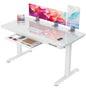 Homall Glas Schreibtisch 140x70 cm, elektrisch höhenverstellbar, mit Schublade, Sitz-Steh-Funktion, ideal fürs Home Office, weiß
