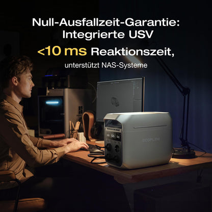 EF ECOFLOW DELTA 3 Plus Powerstation 1024Wh LiFePO4, 1800W/3600W, Camping & Notstrom, generalüberholt, unbenutzt
