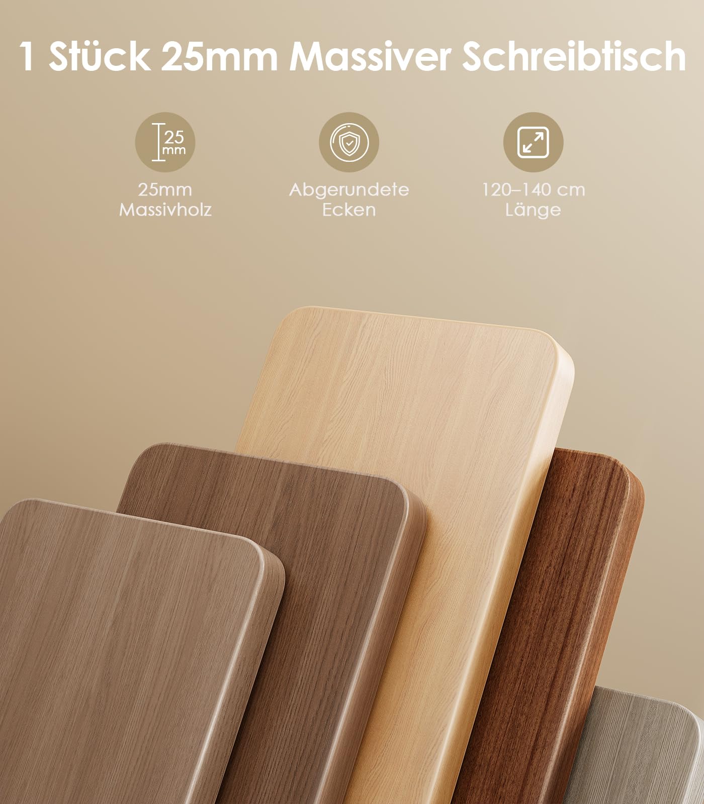 OffiGo Höhenverstellbarer Schreibtisch 120x60 cm, 25 mm Platte, 2 Motoren, USB-Anschluss, 3 Memory-Funktionen, elektrisch, Eiche