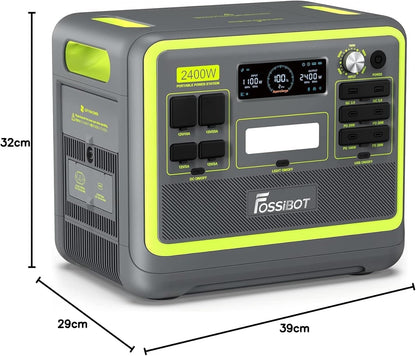 FOSSiBOT F2400 Tragbare Powerstation 2048Wh LiFePO4 mit mit 420W Solarpanel, 3x AC Ausgängen 2400W (4800W Peak) Solargenerator, 230V AC/DC/USB C/QC3.0, Mobiler Stromgenerator für Outdoor Camping