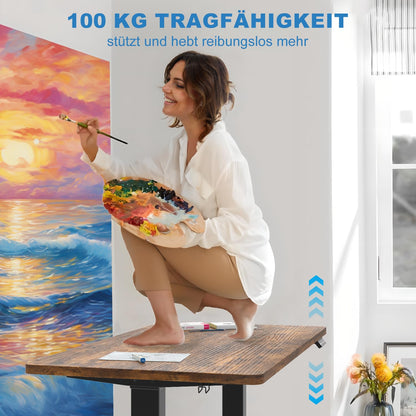 Devoko Höhenverstellbarer Schreibtisch 180x80 cm, 2 Motoren, 25 mm Platte, Kabelmanagement, elektrisch, Vintagebraun, ergonomisch