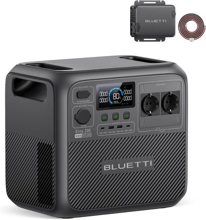 BLUETTI Elite 200 V2 Powerstation 2073Wh LFP mit Charger 1, 2×2600W AC, 560W Autoladung, ideal für Reisen & Notstrom