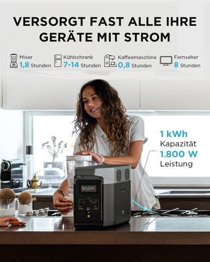 EF ECOFLOW DELTA 2 Powerstation 1024Wh, erweiterbar bis 3kWh, Camping & Wohnmobile, generalüberholt, unbenutzt
