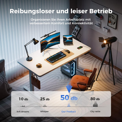 Agilestic Höhenverstellbarer Schreibtisch 120x60 cm, 28 mm Platte, 2 starke Motoren, 3 Memory-Steuerungen, ergonomisch, einfache Montage, weiß