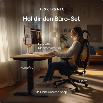 Desktronic HomePro Schreibtisch 160×80 cm, elektrisch höhenverstellbar, 2 Motoren, Touchscreen, USB-A & USB-C Anschlüsse