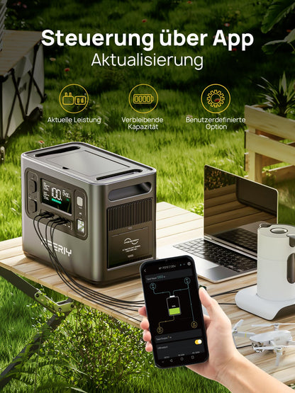 AFERIY Solar Generator 2400W 2048Wh mit 400W faltbarem Solarpanel, LiFePO4, 4800W Peak, tragbare Powerstation für Camping & Notstrom