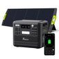 FOSSiBOT F2400 Solar Generator mit 200W Solar Panel, 2400W Tragbare Powerstation 2048Wh LiFePO4 with 3AC Ausgabe (4800W Peak), 13 Steckdosen Stromspeicher für Outdoor, Camping im Wohnmobil Backup