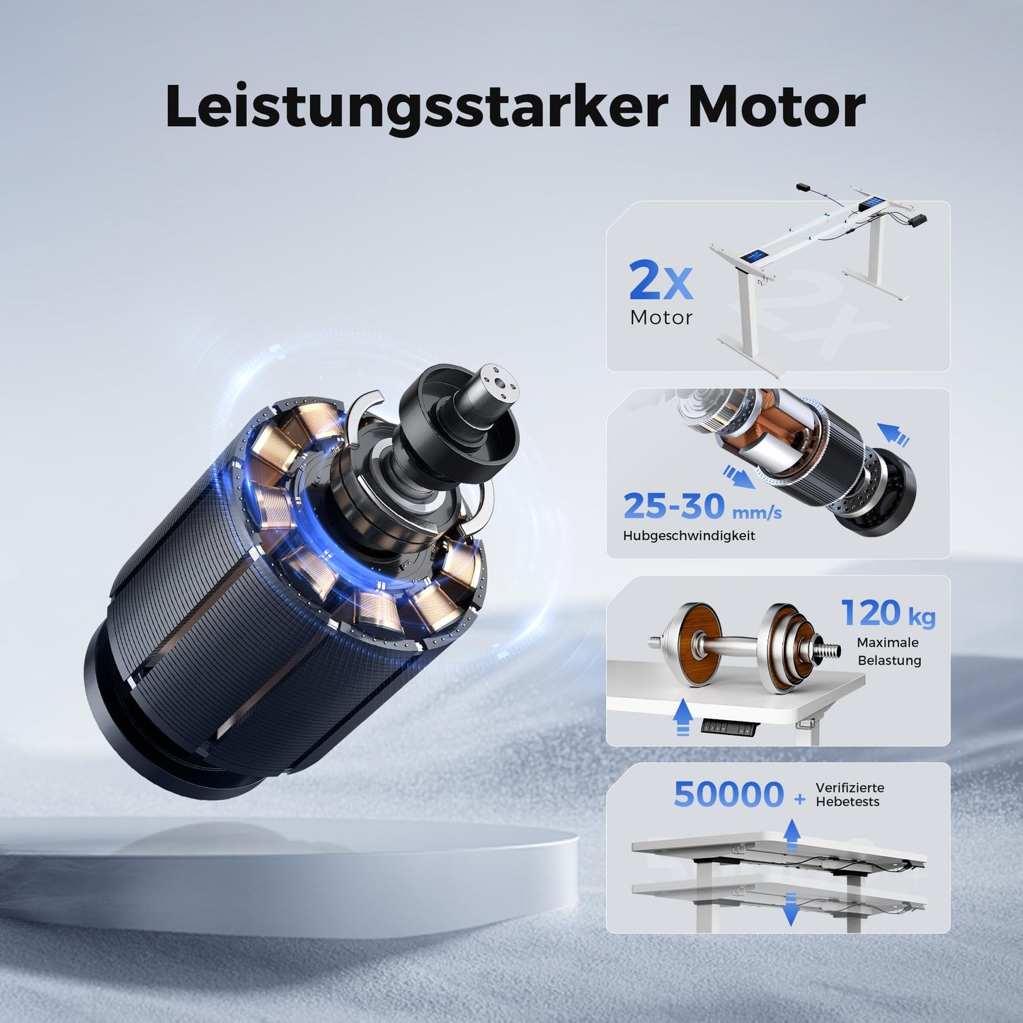 Agilestic Höhenverstellbarer Schreibtisch 120x60 cm, 28 mm Platte, 2 starke Motoren, 3 Memory-Steuerungen, ergonomisch, einfache Montage, weiß