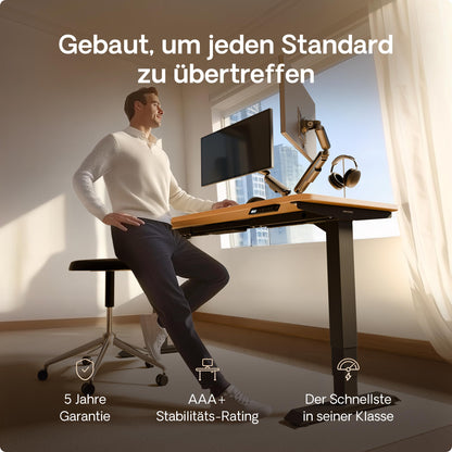 Desktronic HomePro Schreibtisch 160×80 cm, elektrisch höhenverstellbar, 2 Motoren, Touchscreen, USB-A & USB-C Anschlüsse