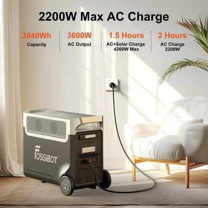 FOSSIBOT F3600 Pro Powerstation mit 420W Solarpanel, 3840Wh LiFePO4 Tragbare Solargenerator 3600W AC Output Erweiterbar 3.8-11.5 kWh, Power Station für Zuhause, Camping, Wohnmobil