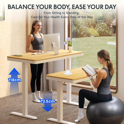 FLEXISPOT Höhenverstellbarer Schreibtisch 120x60 cm, LED-Höhenanzeige, Memory-Funktion, USB, Schublade, elektrisch, Naturahorn