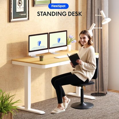FLEXISPOT Höhenverstellbarer Schreibtisch 120x60 cm, LED-Höhenanzeige, Memory-Funktion, USB, Schublade, elektrisch, Naturahorn